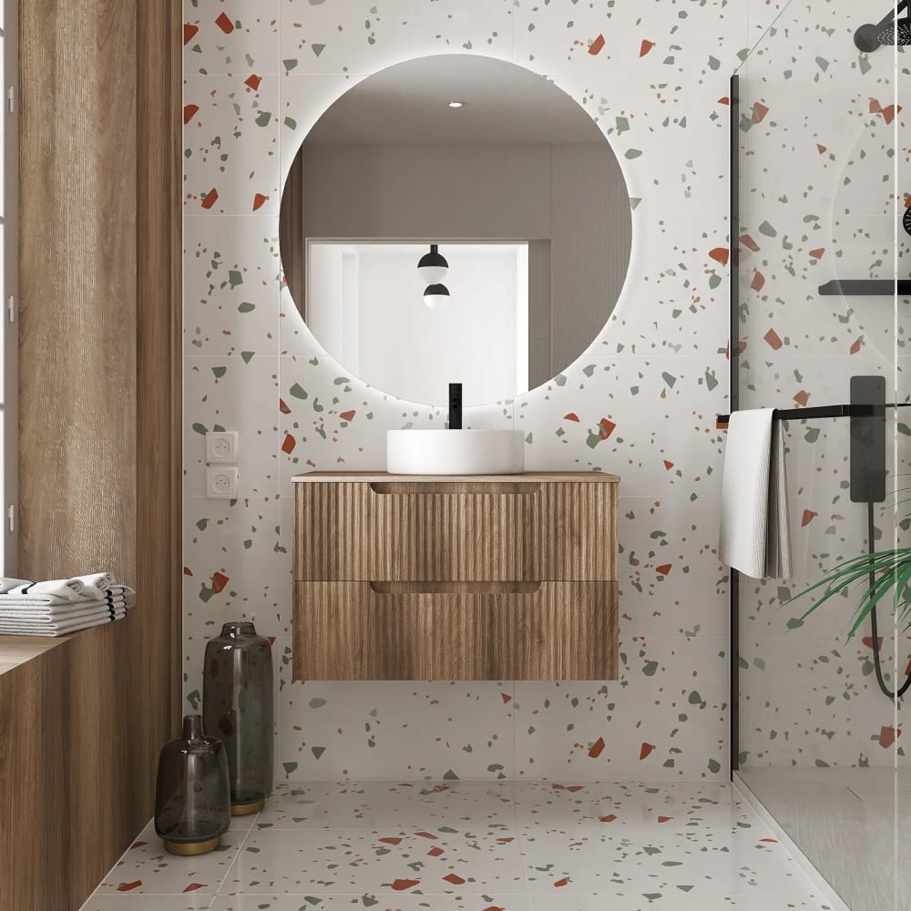 Meuble de salle de bains effet bois marron 46x80x62cm