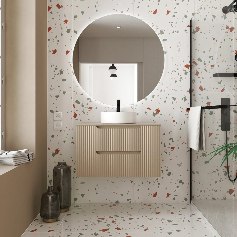 Meuble de salle de bains effet bois marron 46x80x48cm