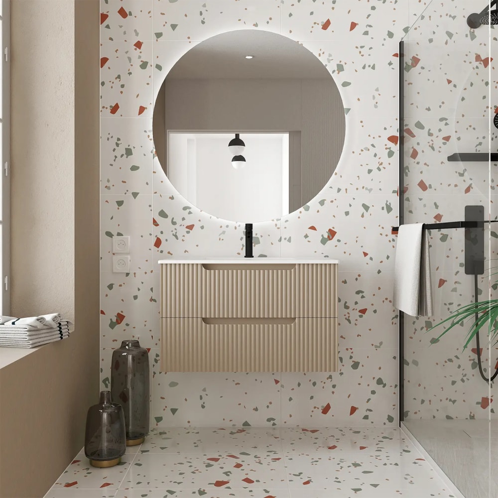 Meuble de salle de bains effet bois marron 46x80x48cm