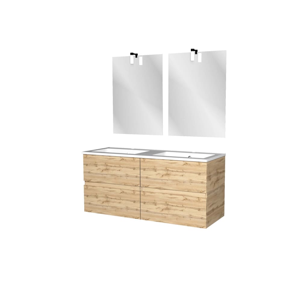 Meuble de salle de bains effet bois marron avec miroir 45x120x54cm