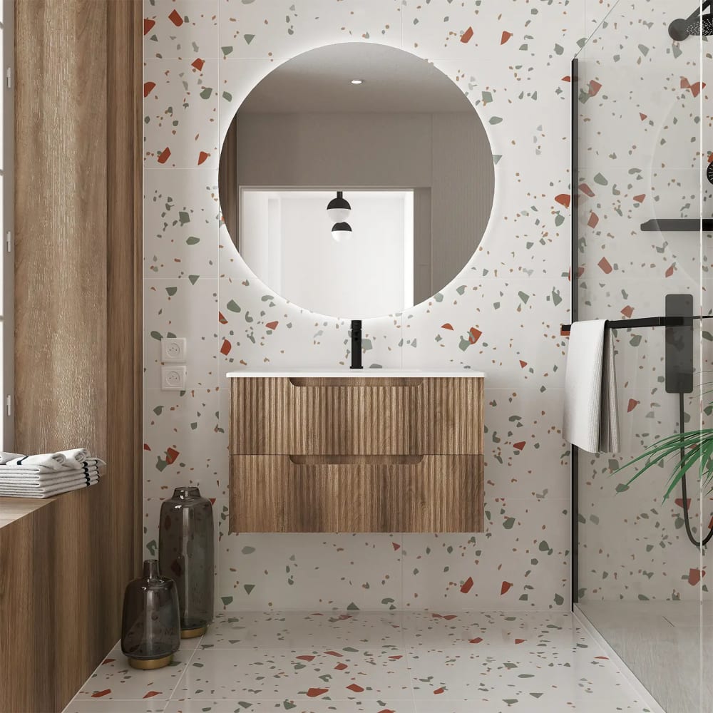 Meuble de salle de bains effet bois marron