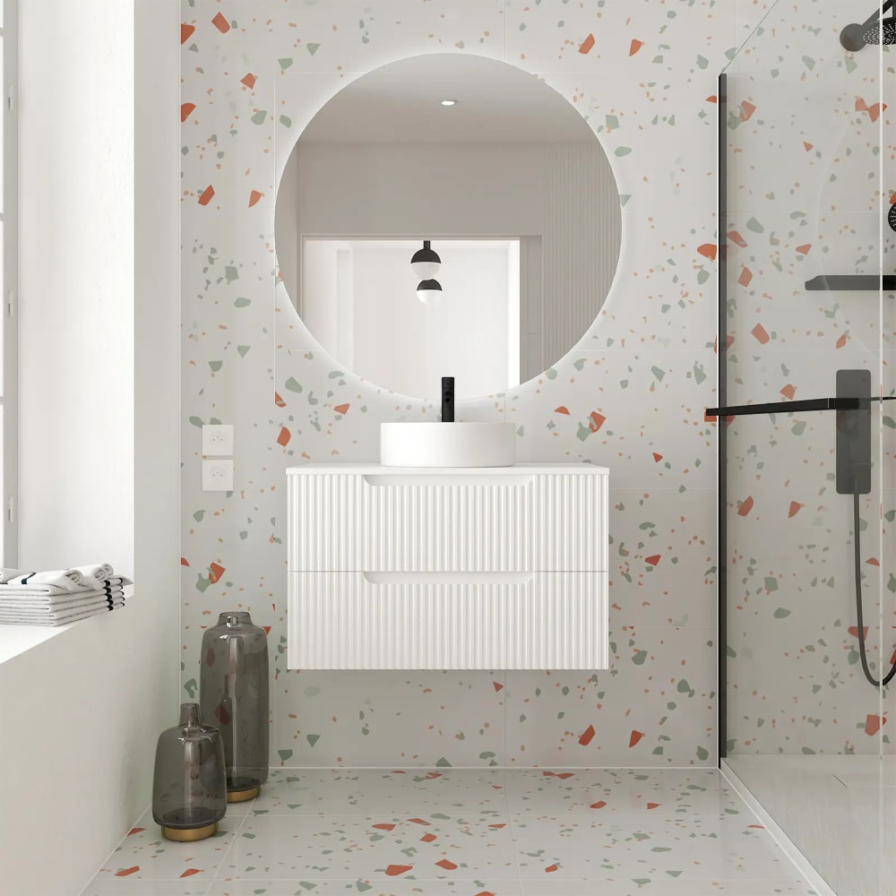 Meuble de salle de bains effet bois blanc 46x80x48cm