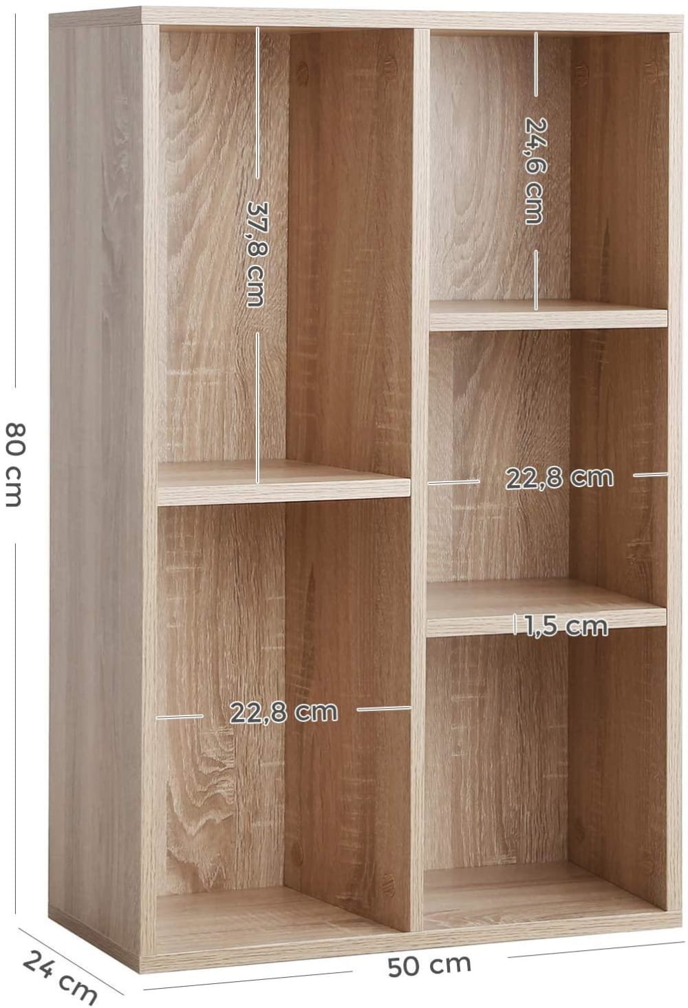 Bibliothèque à 5 niveaux beige 50 x 24 x 80 cm - Maisons du Monde