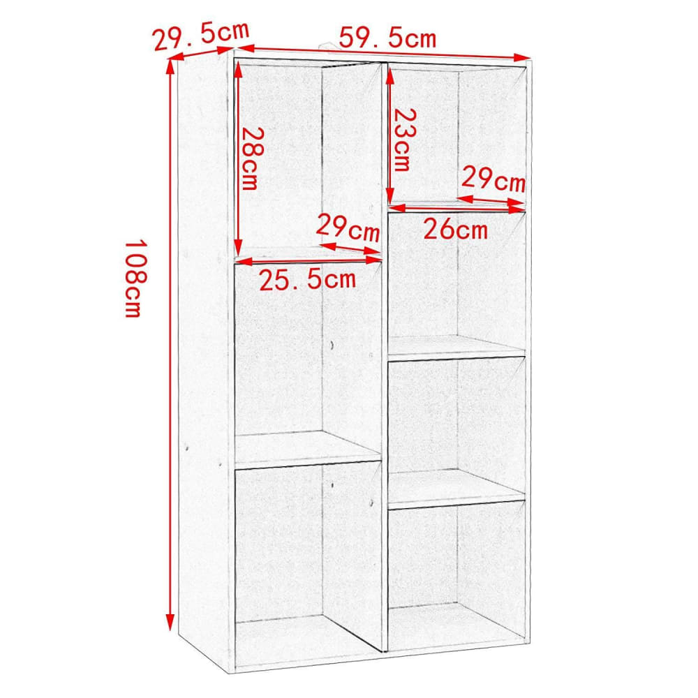 Bibliothèque avec 7 étagères blanche 60 x 30 x 108 cm
