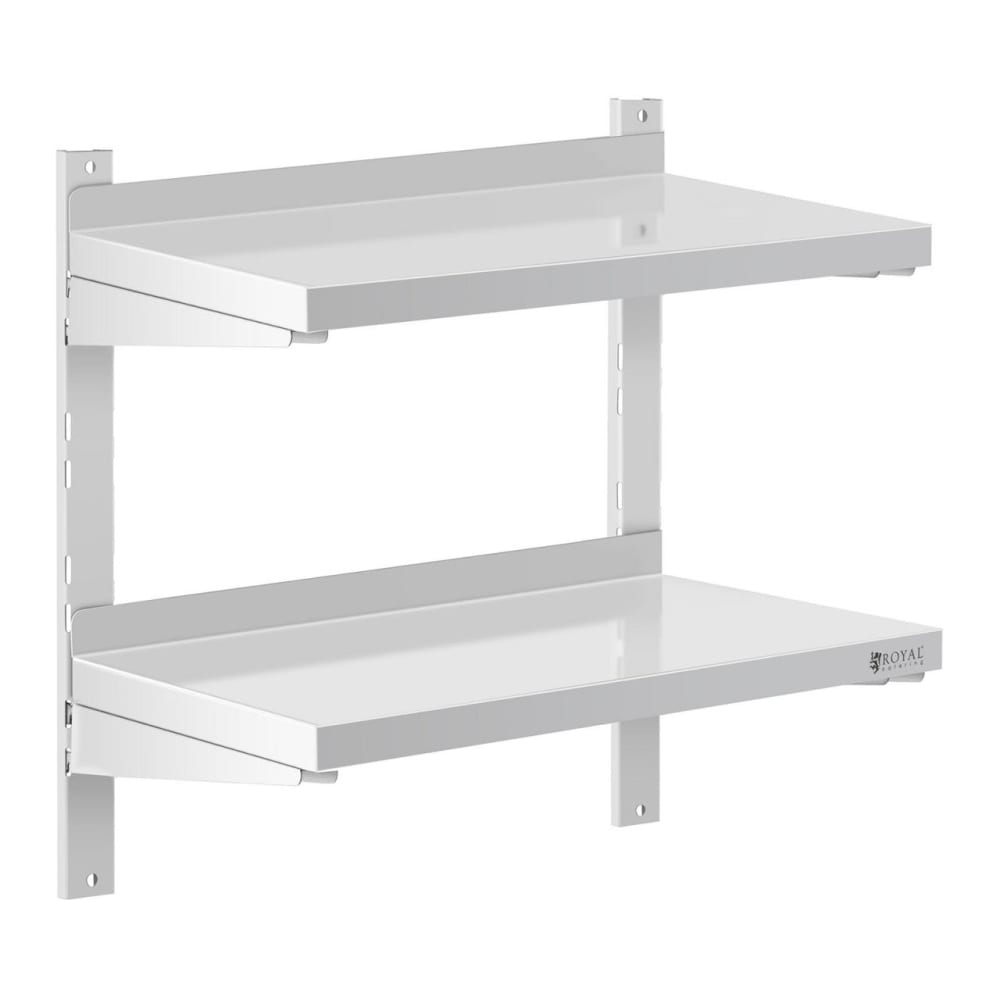 Étagère murale professionnelle 2 niveaux argentée 60 x 30 x 35 cm