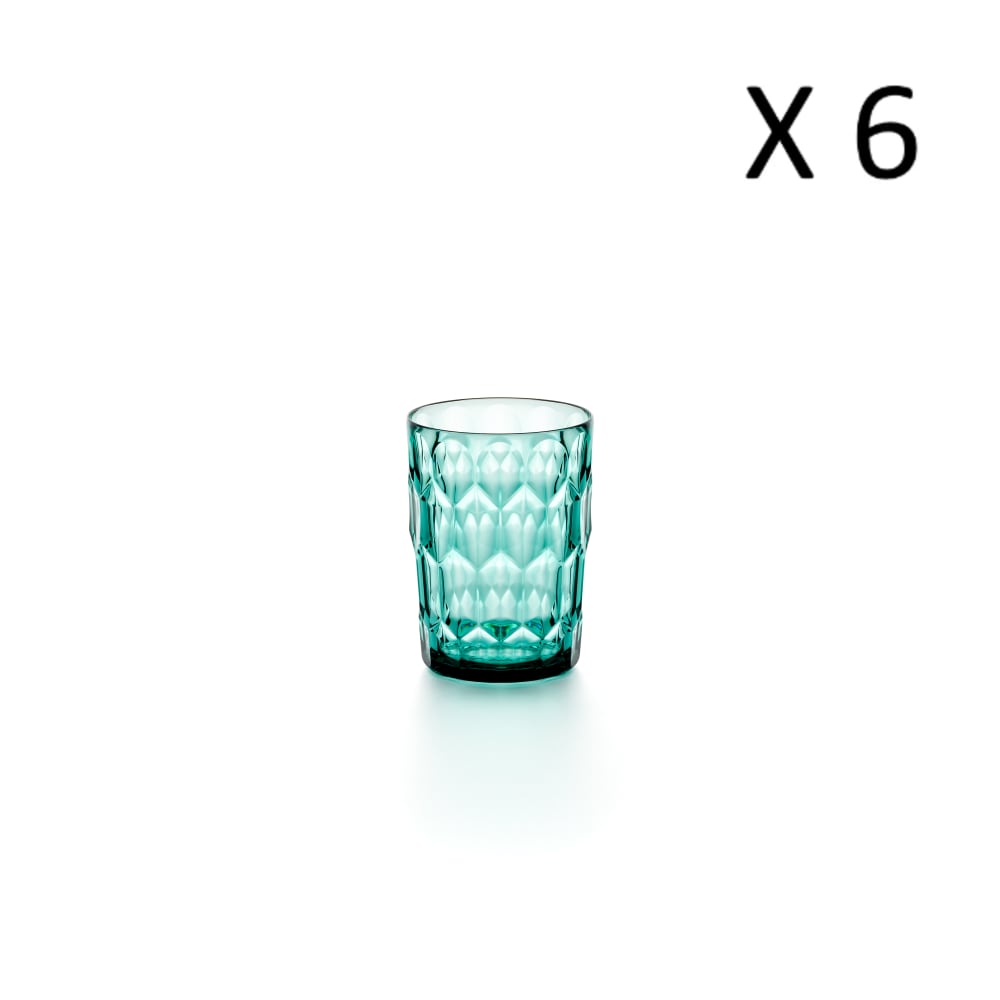 Lot de 6 verres hauts décor 3 en acrylique biologique bleu 48 cl Lot de 6 verres hauts décor 3 en acrylique biologique bleu 48 cl