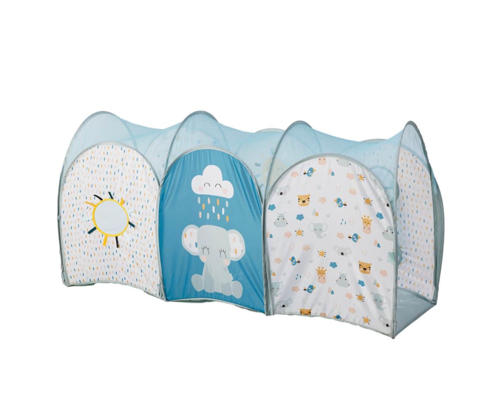 Eurekakids Tunnel de jeux pour bébé Bleu Pes - Polyester - 129x60x50cm