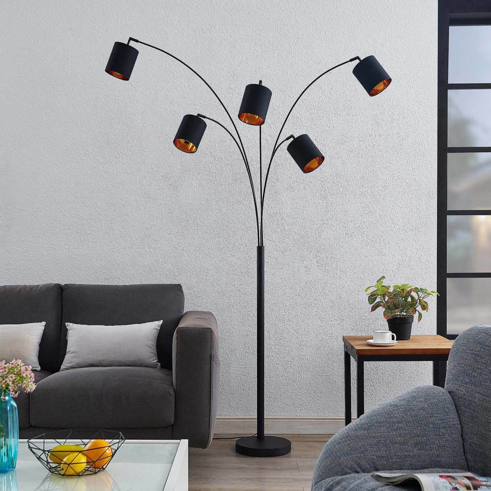 Lampadaire tissu en métal noir - Maisons du Monde