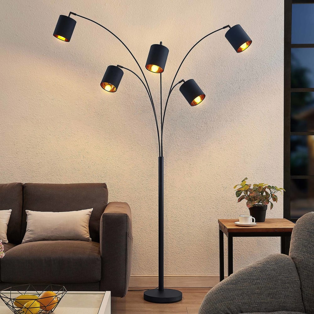 Lampadaire tissu en métal noir — vue 4