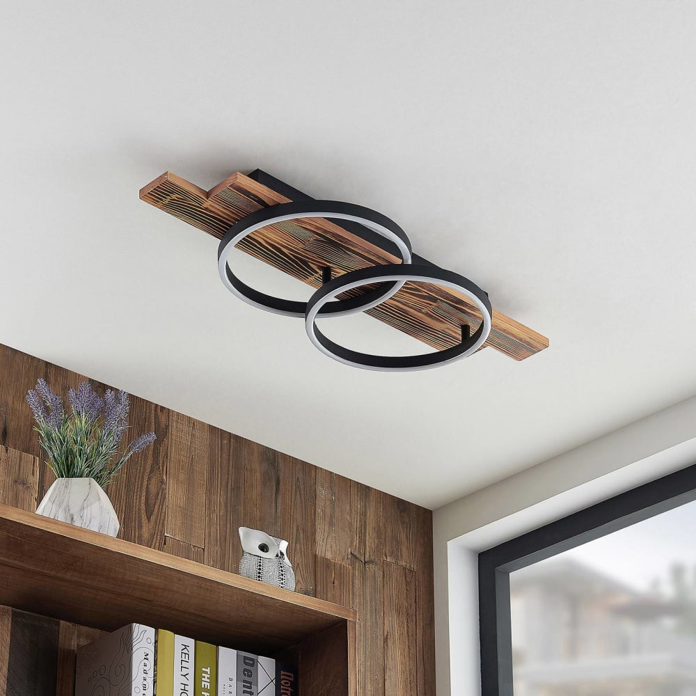 Plafonnier led en bois marron - Maisons du Monde