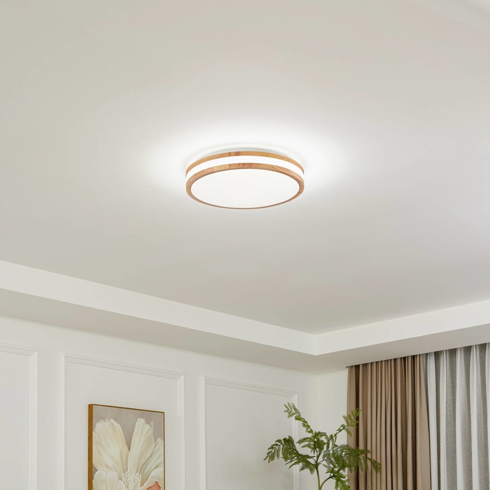 LED Deckenleuchte aus Holz, Holz hell, weiß - Maisons Du Monde