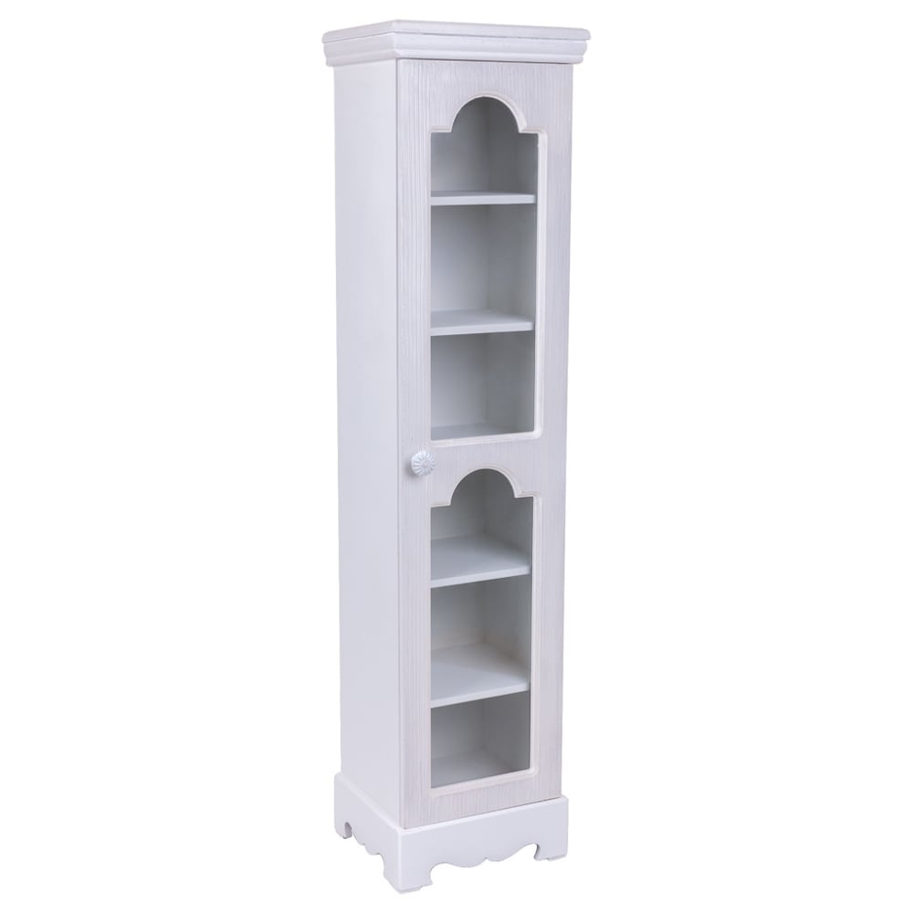 Wanderlust deco Vitrine aus Holz mit 1 Tür, 24x20x98,5, weiß - Spanplatte