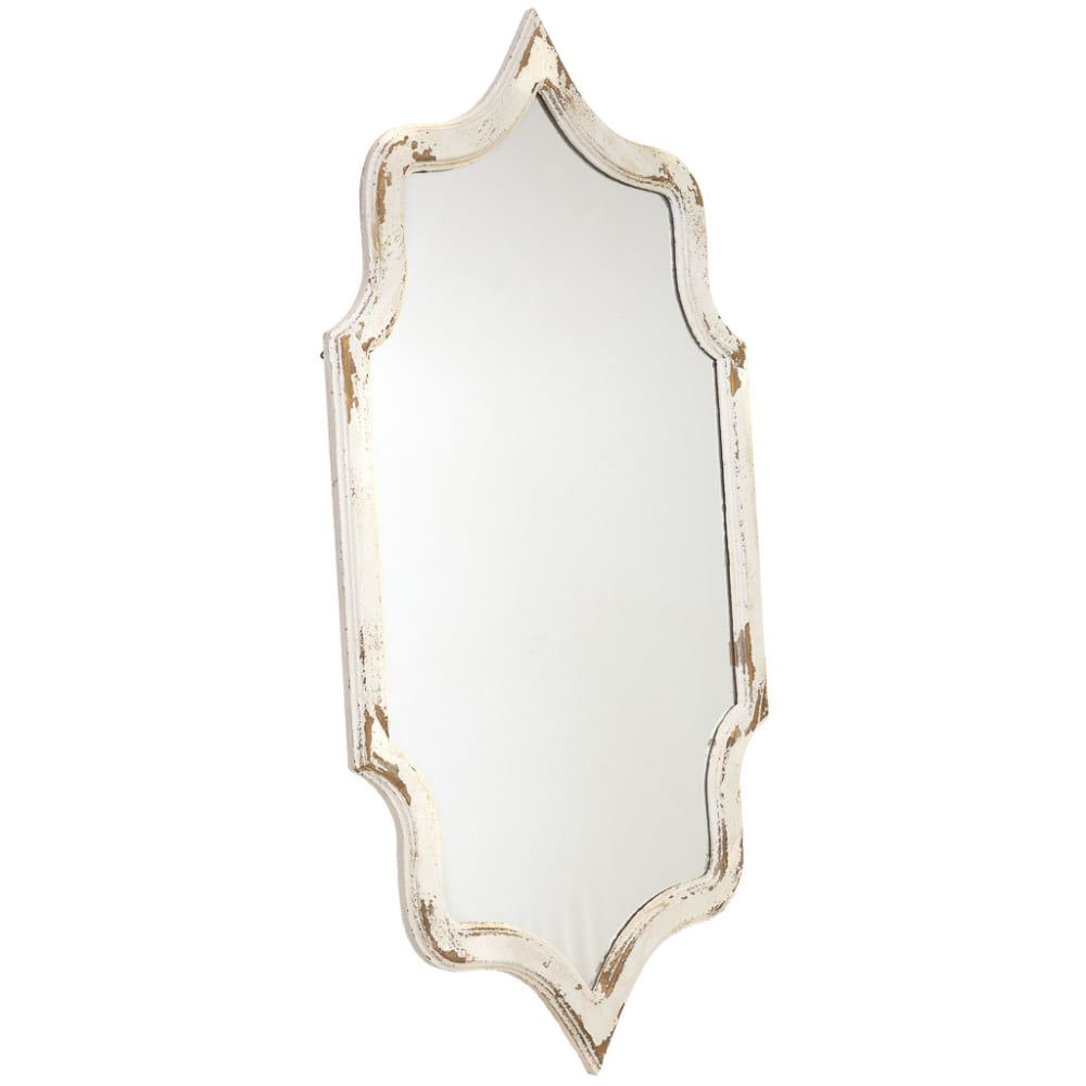 Wanderlust deco Wandspiegel aus Metall mit gealtertem Finish, 60x3x118, weiß - Metall