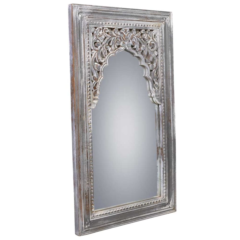 Wanderlust deco Spiegel aus Holz, gealtert und handwerklich, 60x5x107h cm grau Weiß Holz