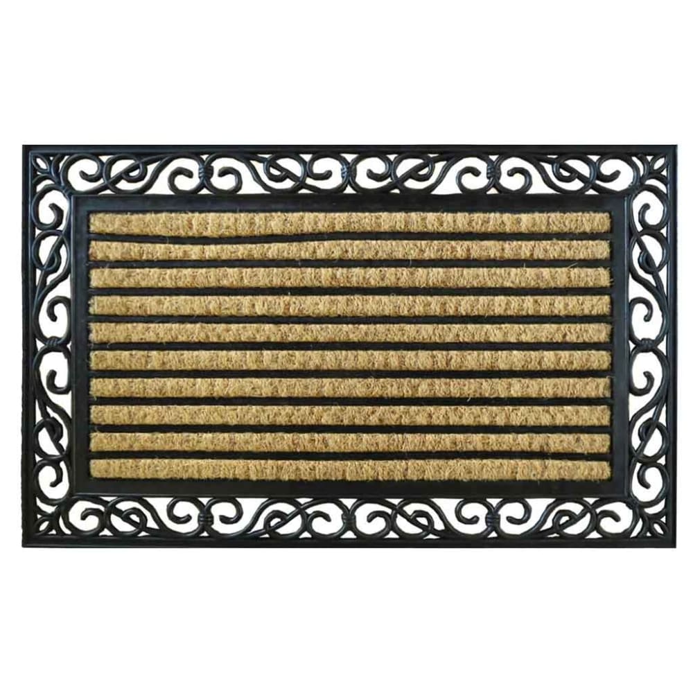 Wanderlust deco Fußmatte aus Gummi und Naturkokos, 45x75x1, braun - Kokosnussfasern