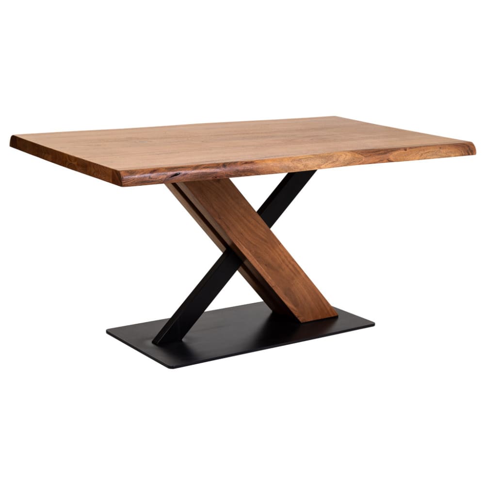Wanderlust deco Esstisch mit natürlicher Kante aus Akazienholz, 160x90x76, teakfarben Braun