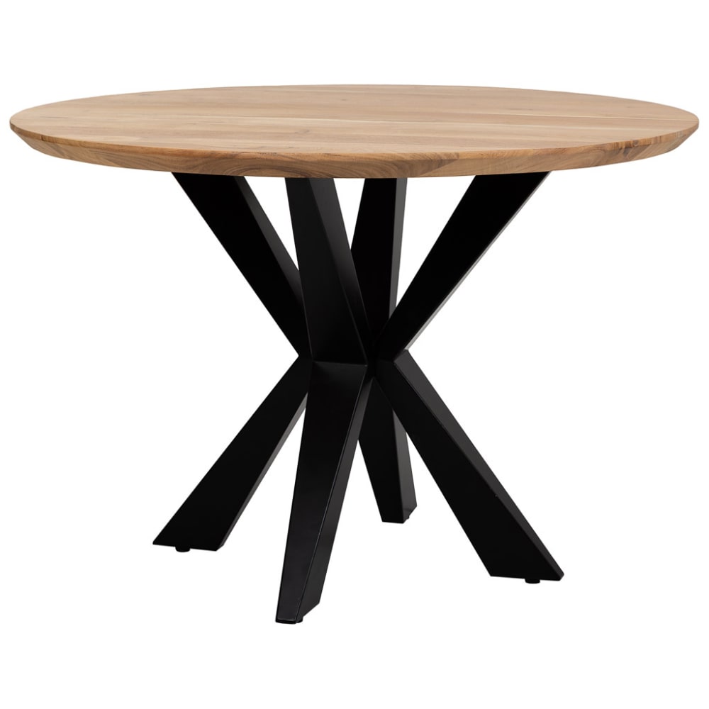 Wanderlust deco Runder Esstisch mit Schweizer Kante aus Akazienholz, D100x76, farbig Braun