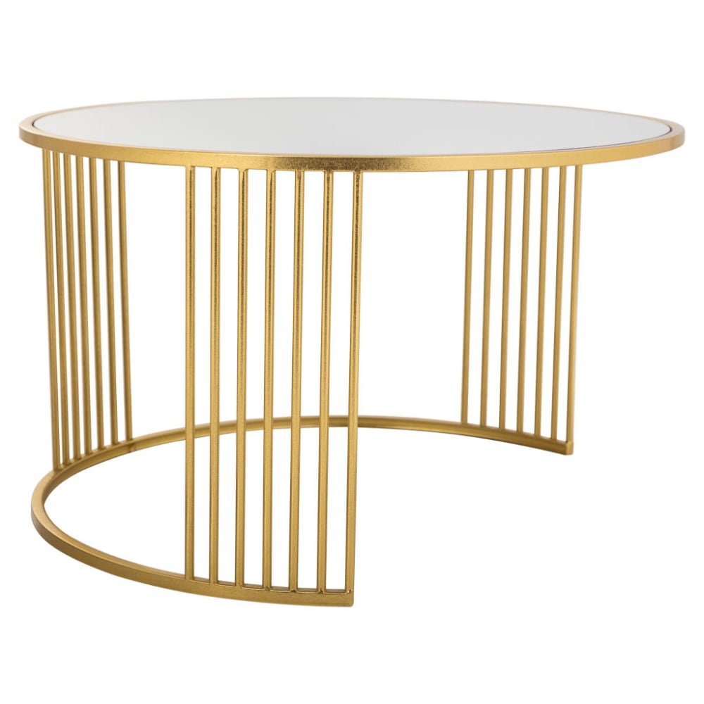 Wanderlust deco Runder Couchtisch aus Metall 80x80x48, gold - Metall