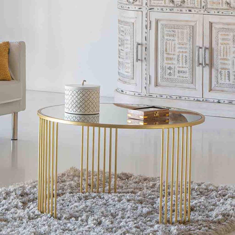 Runder Couchtisch aus Metall 80x80x48, gold - Maisons Du Monde