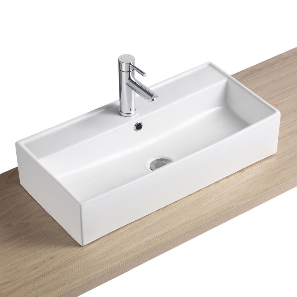 Mob In 65x31cm rechteckiges Aufsatzwaschbecken aus weißer Keramik style classic chic - Keramik