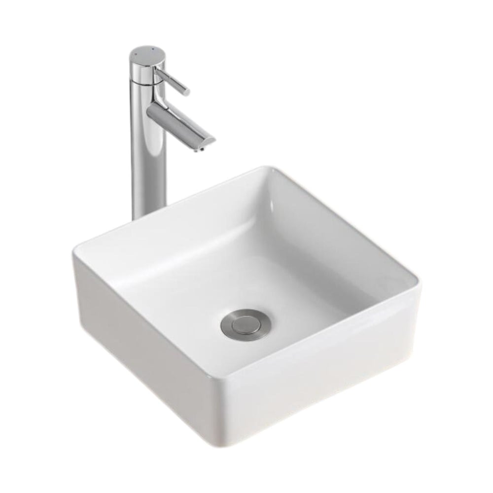 Vasque carrée à poser en céramique blanche 30 cm - Maisons du Monde