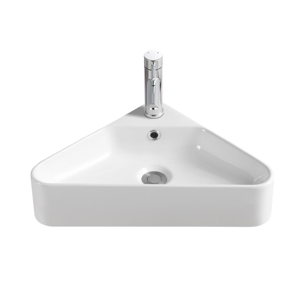 Vasque d'angle à poser en céramique blanche 42,5 cm