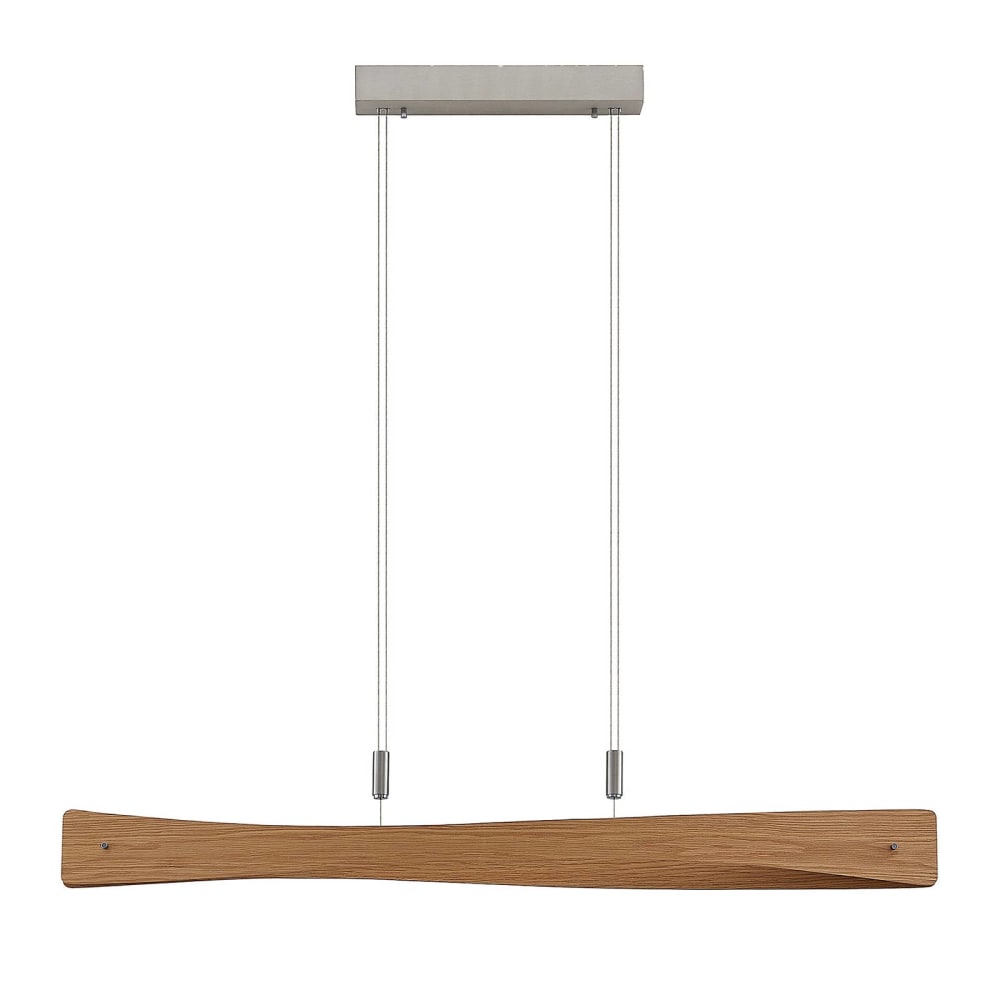 Lindby Pendelleuchte aus Metall, Nickel matt, Holz hell style modern Braun Metall