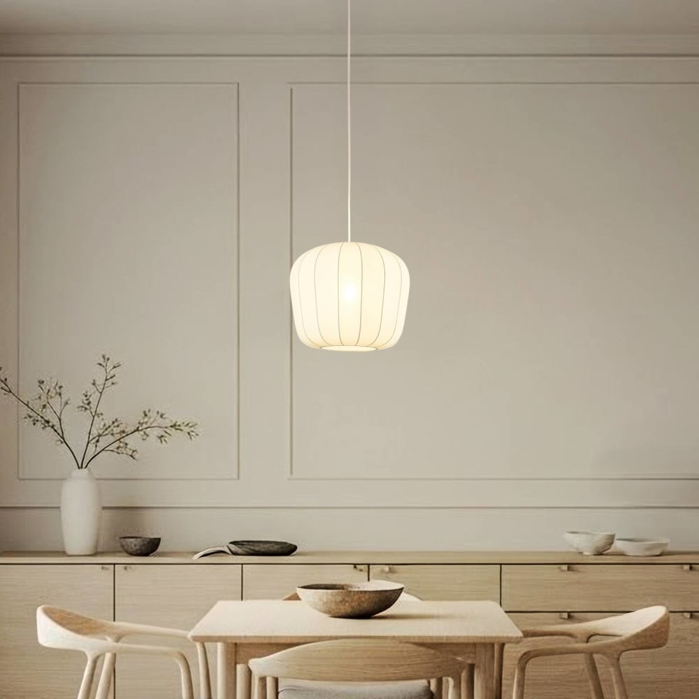 Pendelleuchte aus Textil, weiß - Maisons Du Monde