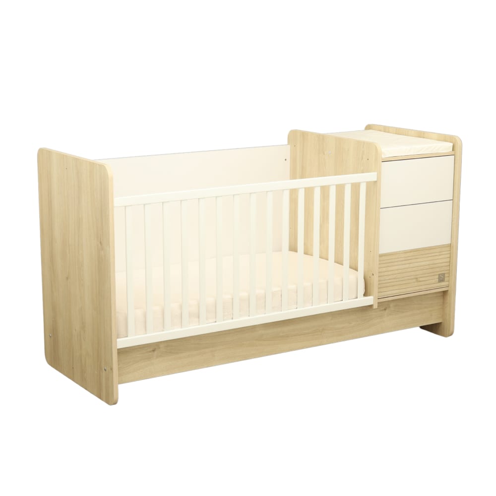 Lit bébé combiné évolutif avec commode à langer 3 tiroirs