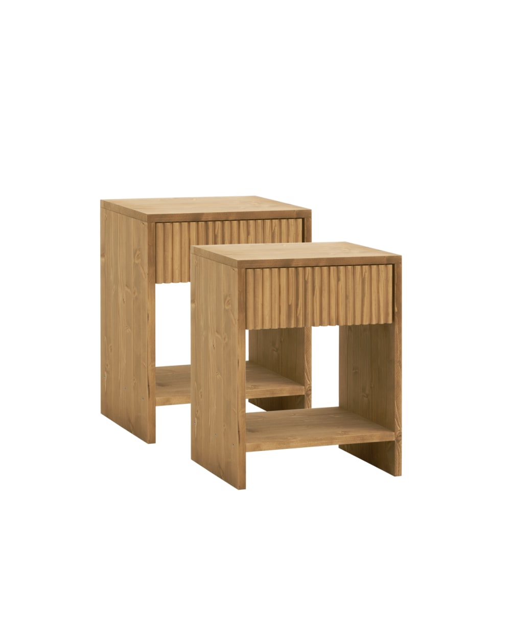 Ensemble 2 tables de chevet en bois avec tiroir marron clair 50x40cm