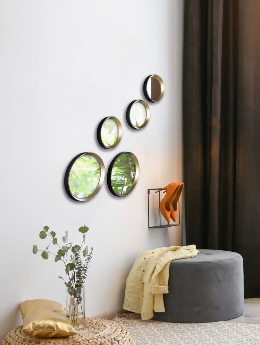 Miroir déco design en verre noir et doré - Maisons du Monde