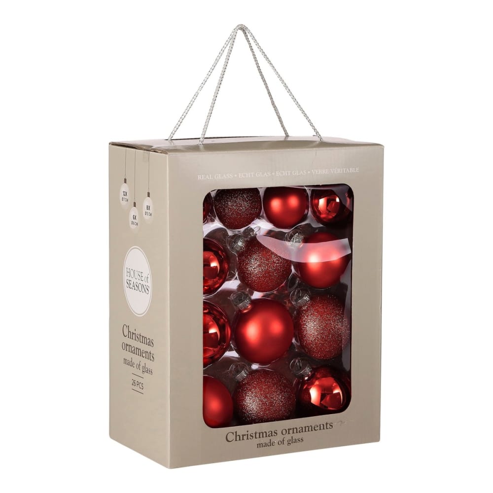 Mica Decorations Weihnachtskugel Glass baubles Rot Glas H7xB7xL7cm style classic chic Rot Glas