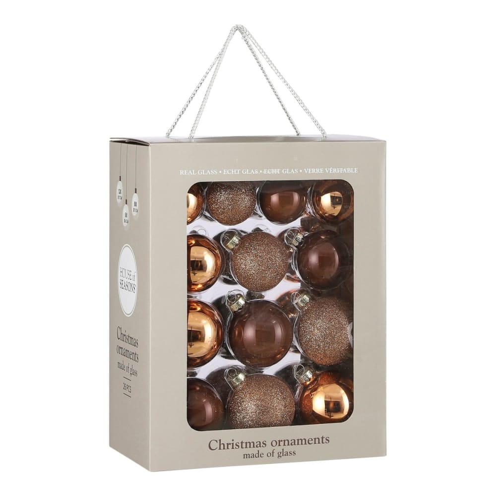 Mica Decorations Weihnachtskugel Glass baubles Braun Glas H7xB7xL7cm style classic chic Braun Glas