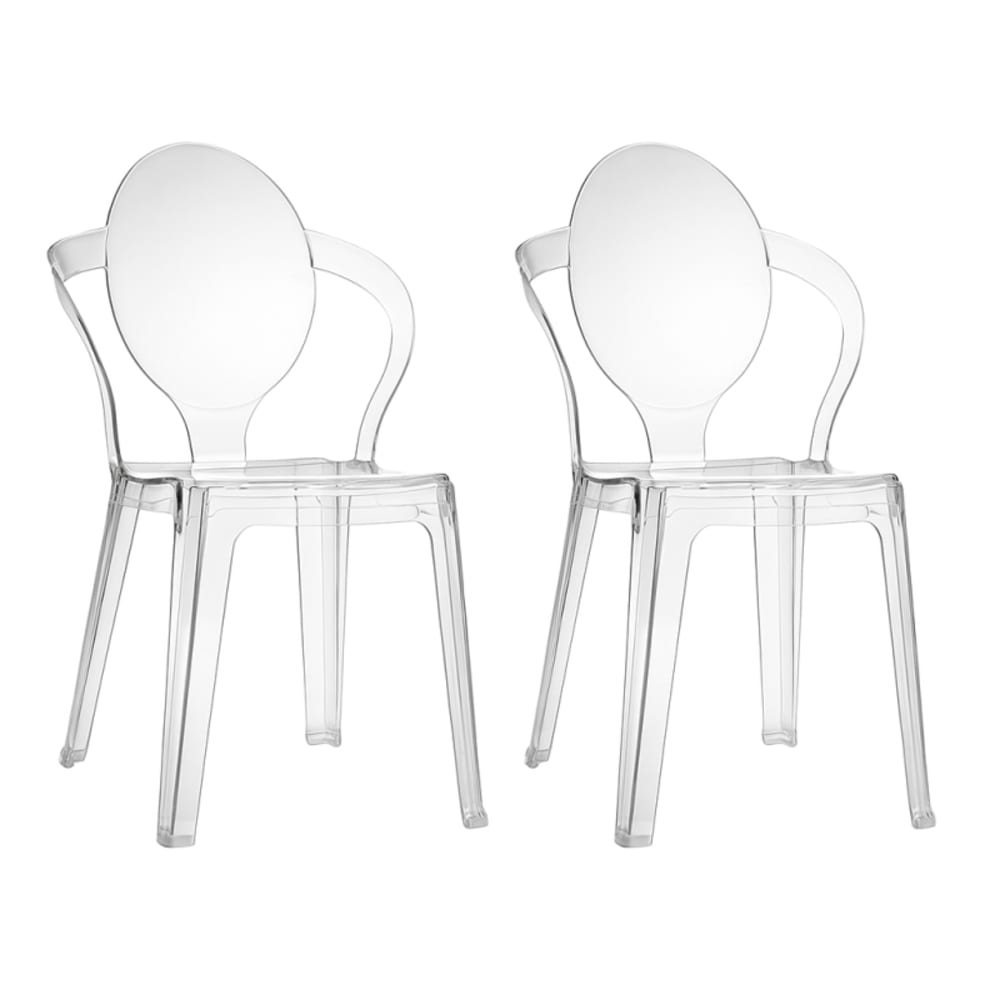 Lot de 2 chaises design en plastique transparent
