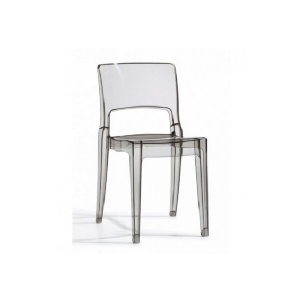 Chaise design en plastique gris transparent