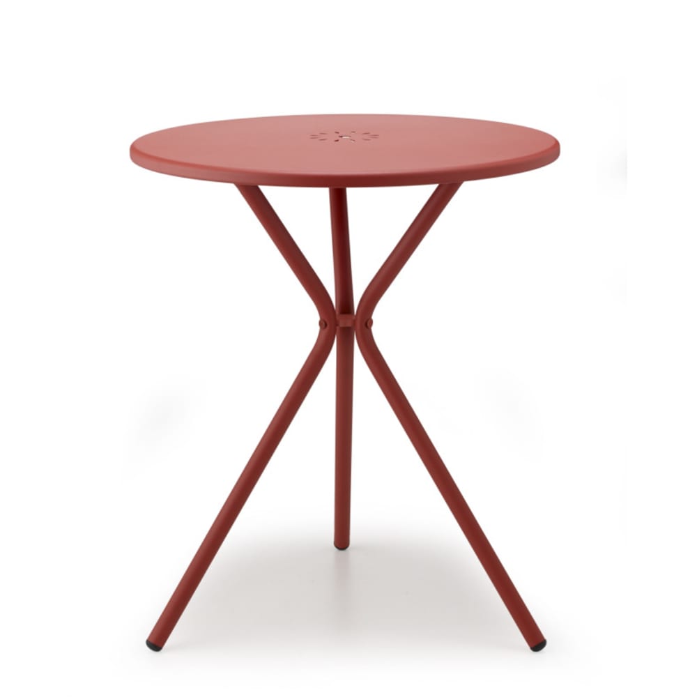 Table de jardin en métal rouge