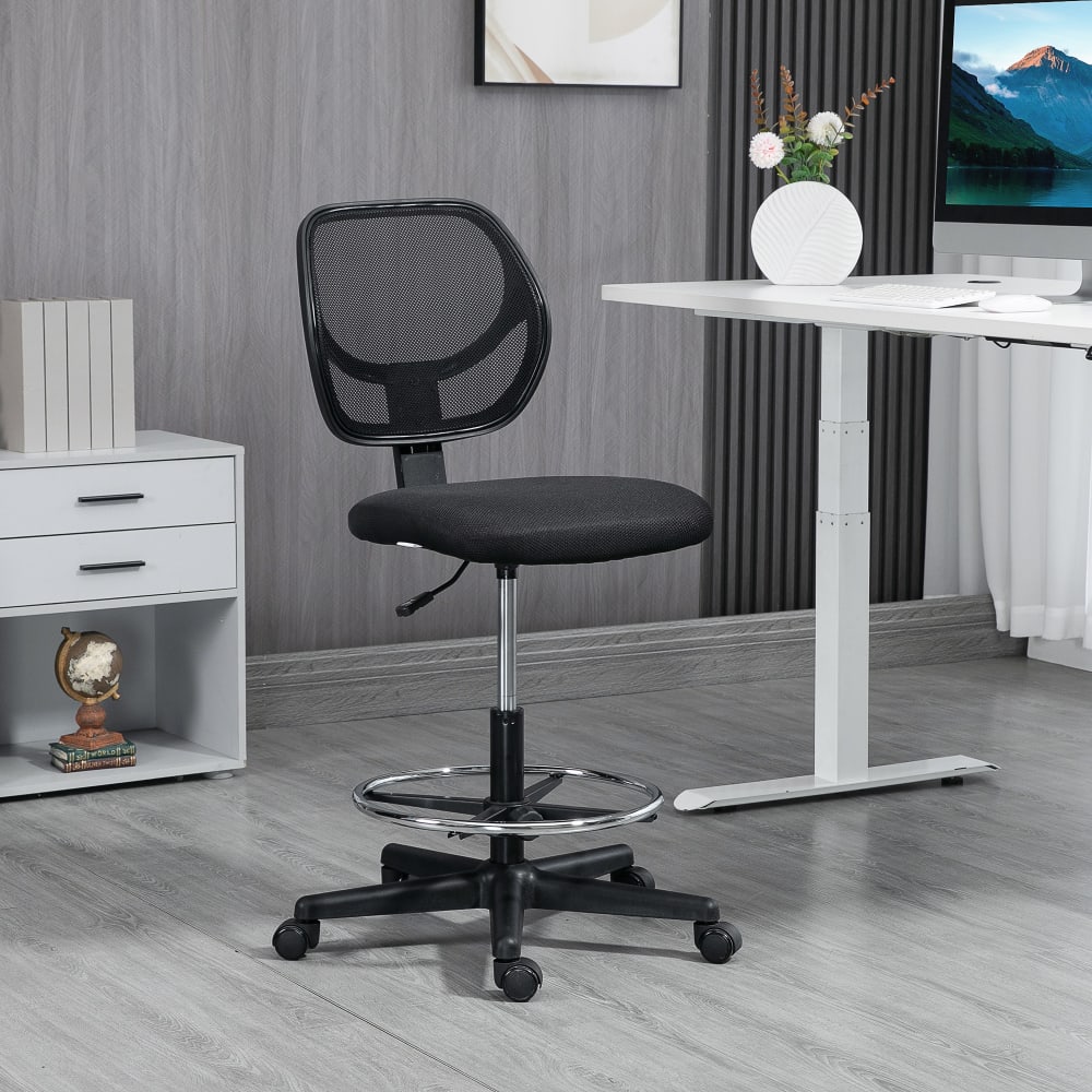 Höhenverstellbarer Bürostuhl, Atmungsaktive Mesh, Schwarz -