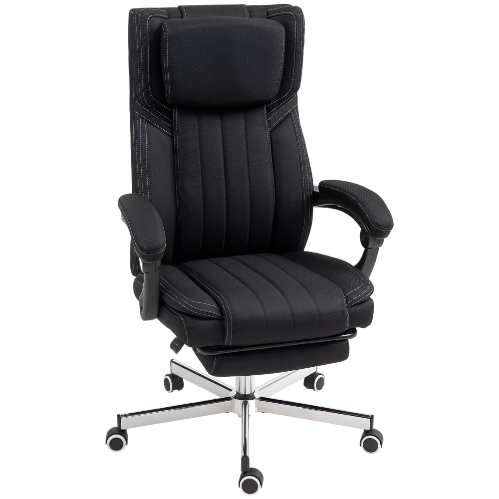 Fauteuil de bureau manager inclinable repose-pied tissu noir