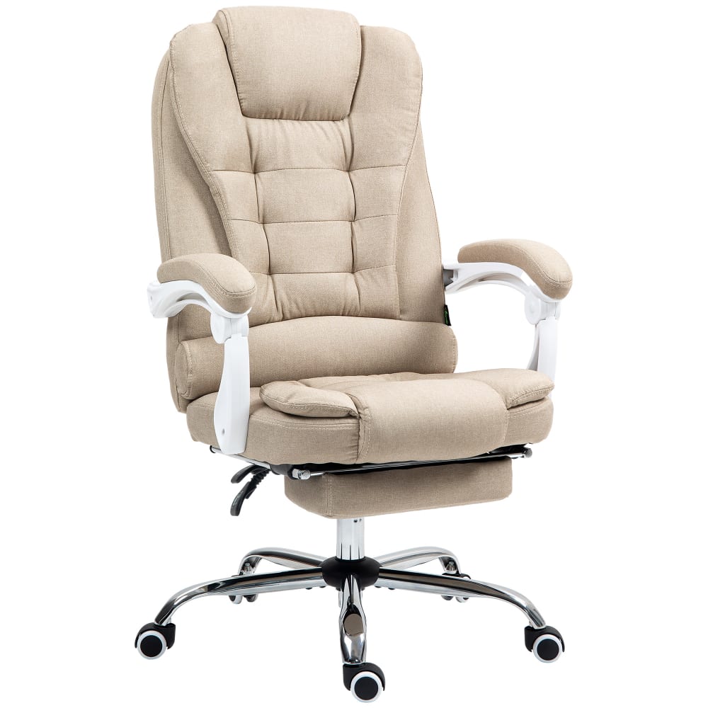Fauteuil de bureau manager inclinable repose-pied tissu beige