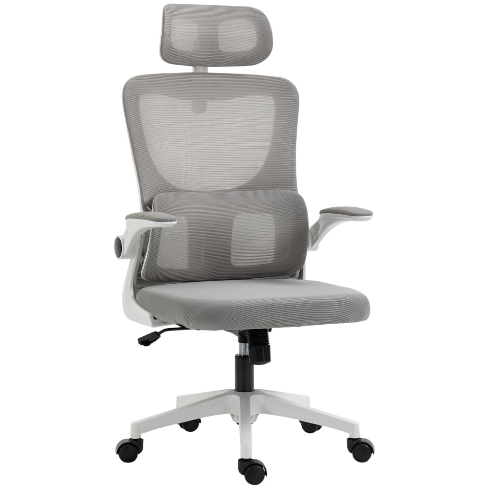 Fauteuil de bureau réglable support lombaires tétière blanc gris