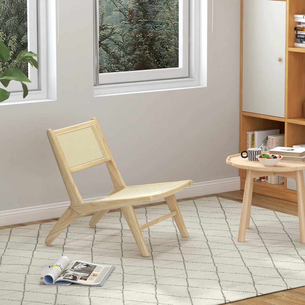 Fauteuil lounge - assise, dossier aspect cannage - bois hévéa