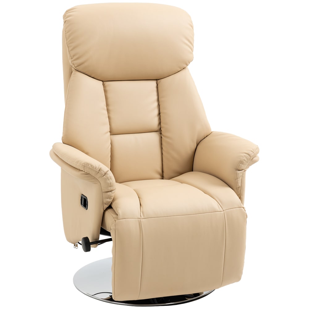 Fauteuil relax inclinable pivotant repose-pied cuir synthétique beige