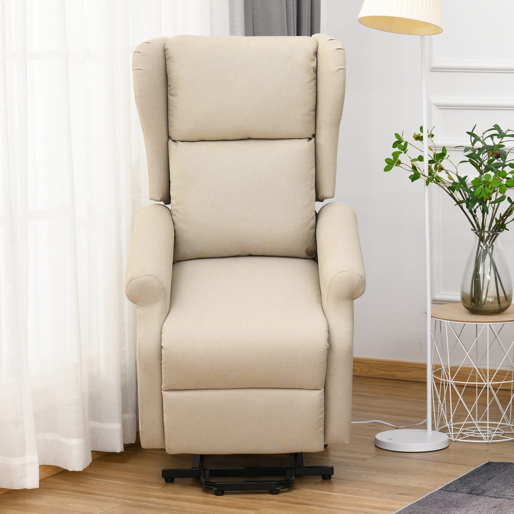 Fauteuil releveur inclinable avec repose-pied ajustable tissu beige