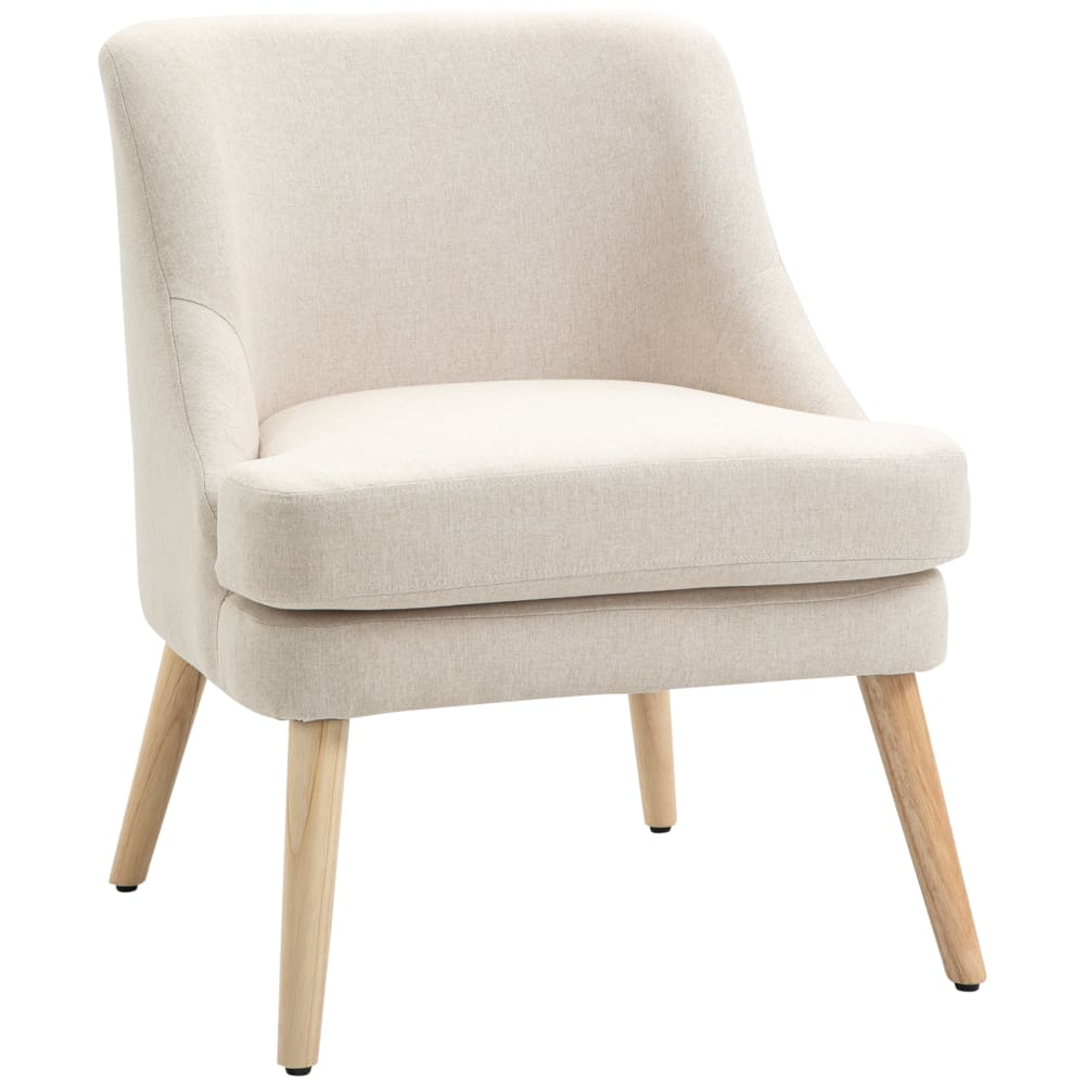 Fauteuil lounge design scandinave bois tissu beige - Maisons du Monde