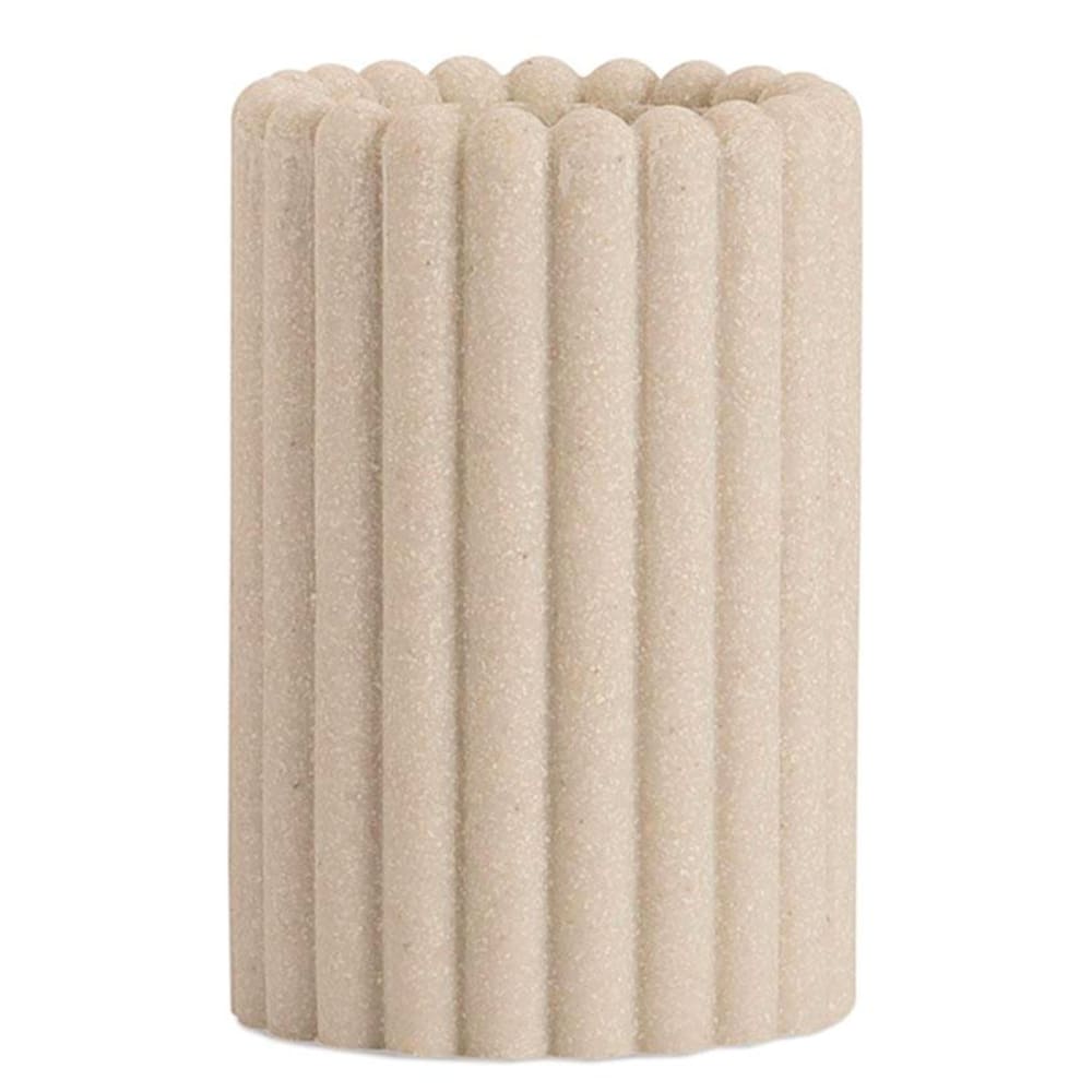 Porte brosse à dents en résine stries 8x8x12cm