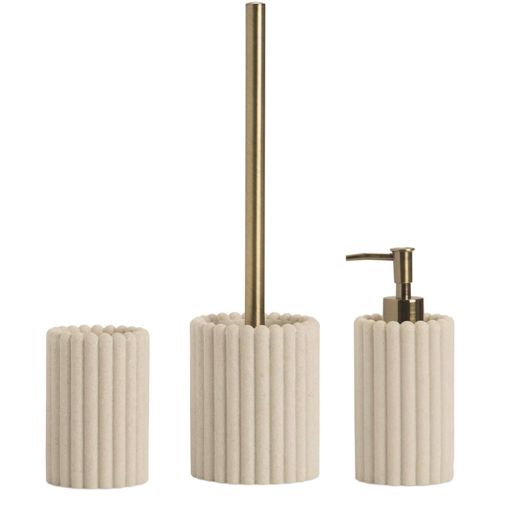 Porte brosse à dents en résine stries 8x8x12cm — vue 4