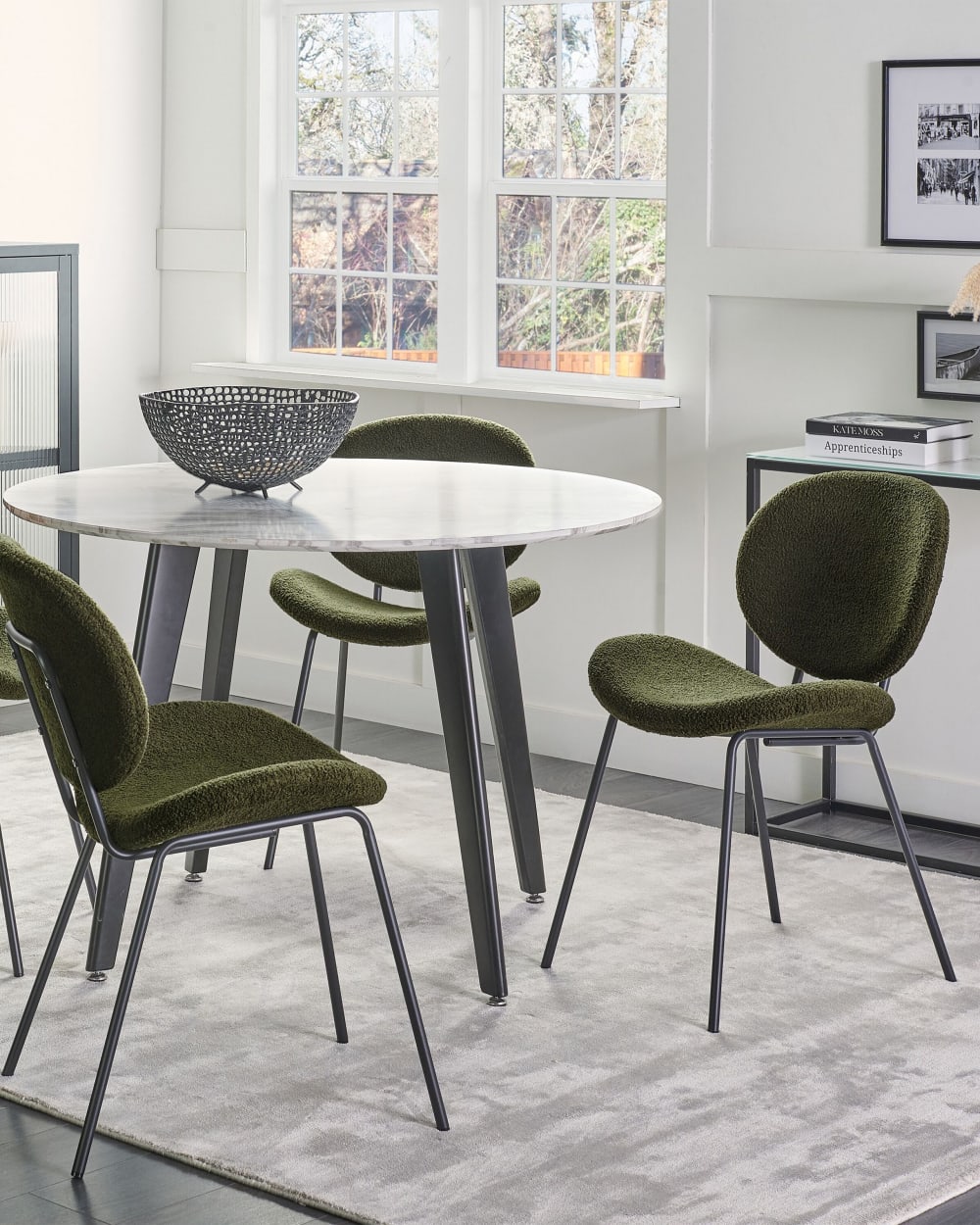 Lot de 2 chaises de salle à manger en tissu vert 50x80cm