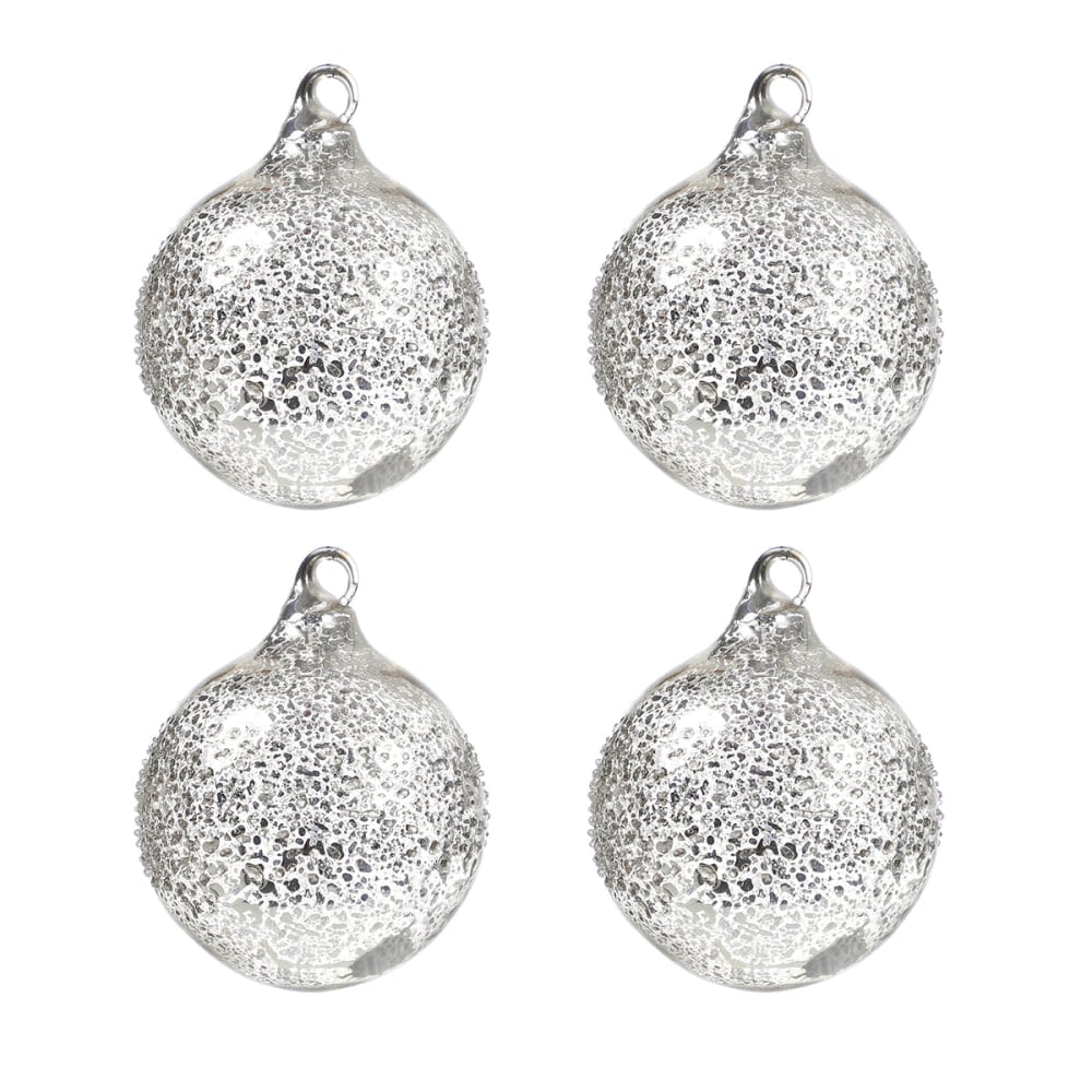Juego de 4 bolas de navidad mercurizadas en vidrio champán d8