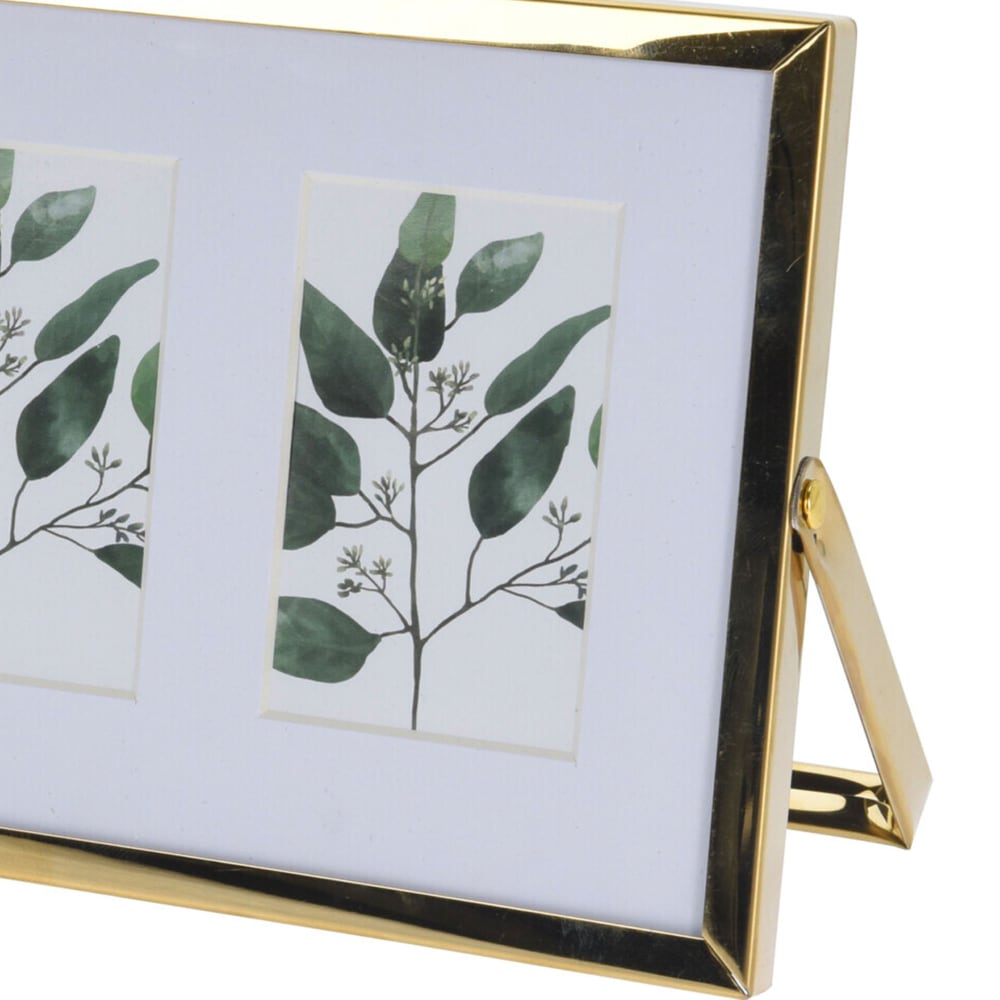 Cadre photo triple à poser en métal doré et verre 22x12x1cm - Maisons du Monde