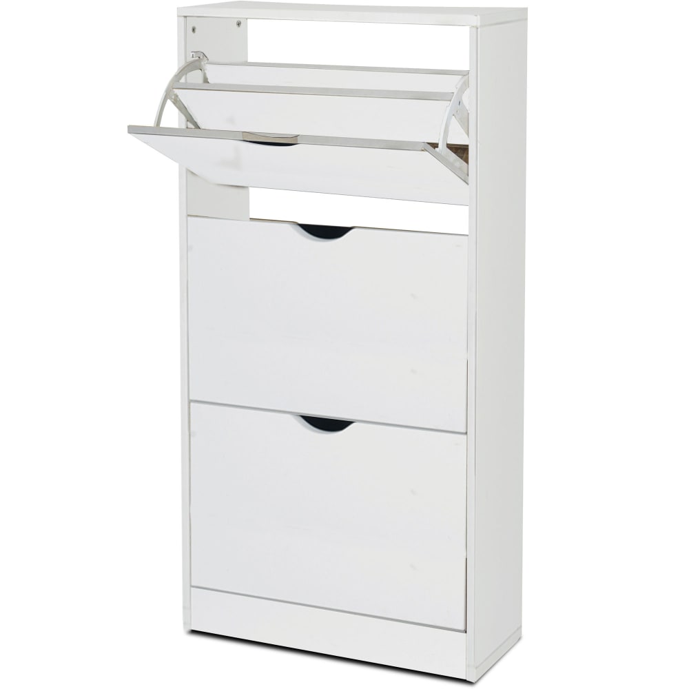 Meuble à chaussures blanc 3 placards 60x24x118cm